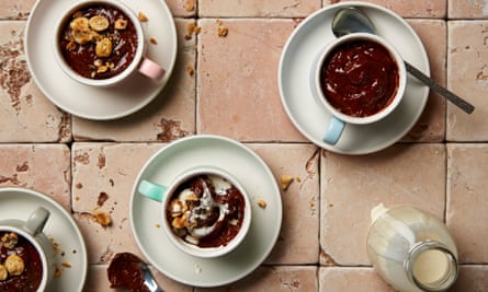 Thomasina Miers’ chocolate and olive oil mousse with sea-salt-roasted hazelnuts