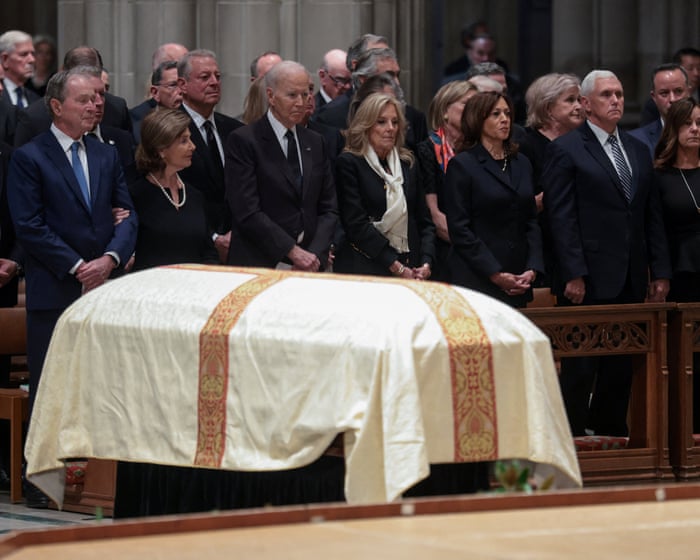 US dignitaries gather for Dick Cheney’s funeral but Trump, Obama and Clinton not in attendance – live