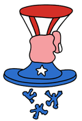 illustration of blue figures squeezed out of Uncle Sam’s hat