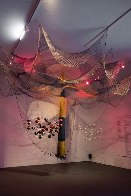 Ziel Karapotó’s flying maracas at the Brazilian pavilion: ‘exhilarating’.