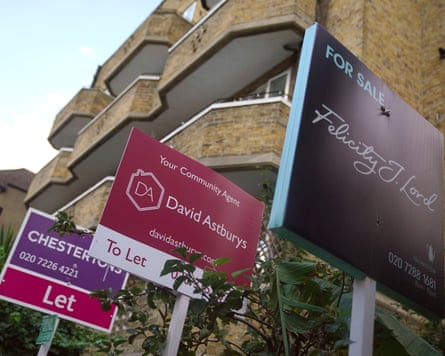 To let and for sale signs in Islington, north London.