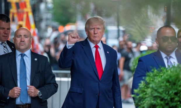 Donald Trump leaves Trump Tower in New York City two days after FBI agents searched Mar-a-Lago.