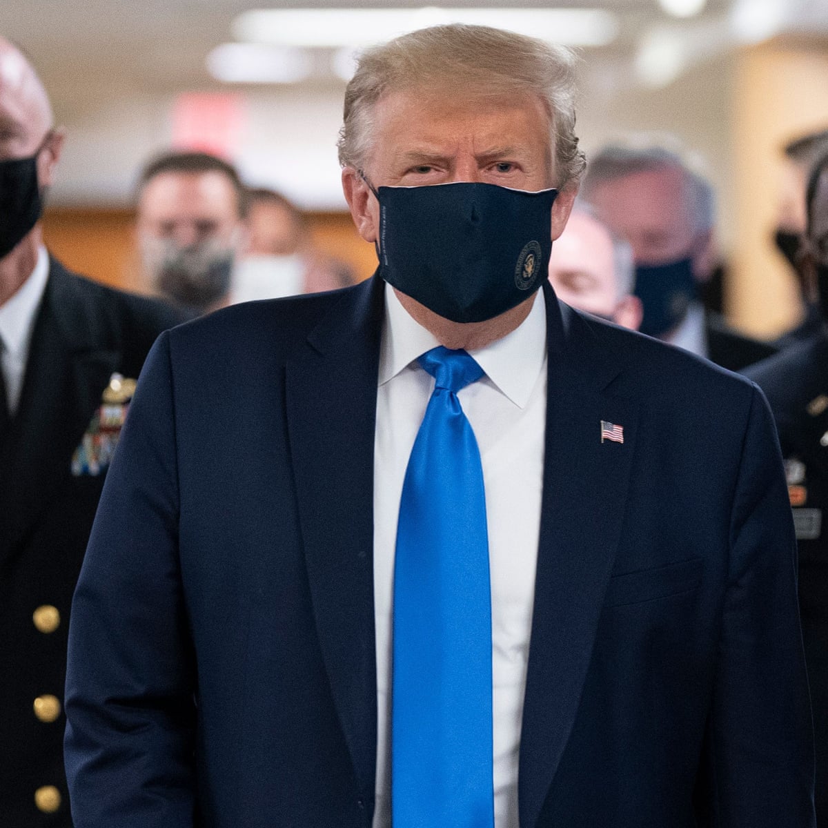 Donald Trump Wears Mask In Public For First Time During Covid 19 Pandemic Us News The Guardian