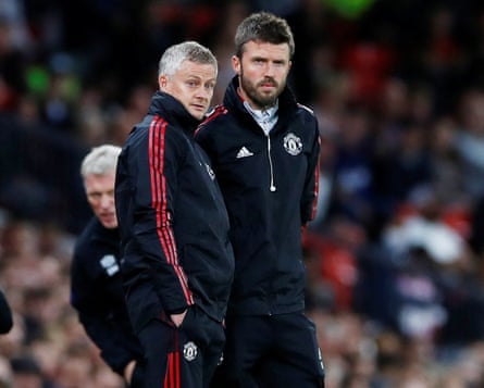 Ole Gunnar Solskjær with first-team coach Michael Carrick in September 2021