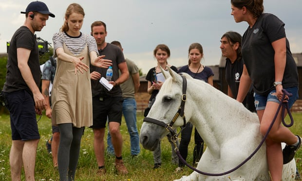 Rory Alexander Stewart, left, filming a scene for short film Wild Horses, which has been selected to compete for a Cannes film festival prize.