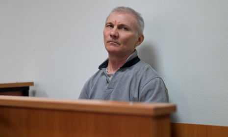 Alexei Moskalyov sits in a courtroom in Yefremov