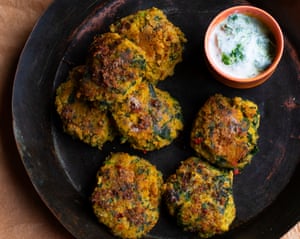Nigel Slater’s spinach and chickpea cakes.