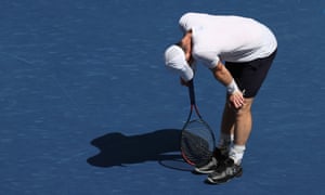 Andy Murray reacts after losing the second set.