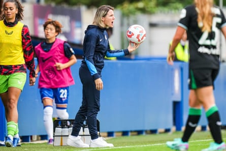Sonia Bompastor on the touchline during the friendly against Feyenoord this month