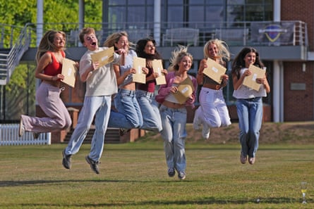 Students celebrate at Solihull school.