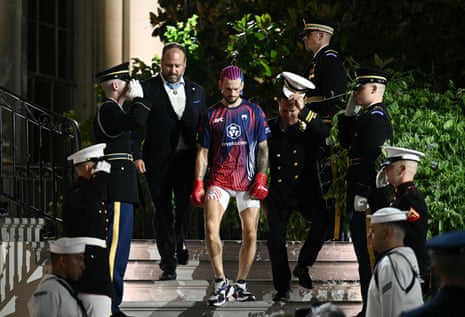 Sean O’Malley walks down the White House on his way to Sunday’s fight.