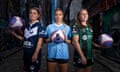 Rachel Lowe, Julia Grosso and Catherine Zimmerman pose for a photograph standing in a Melbourne laneway covered in graffiti