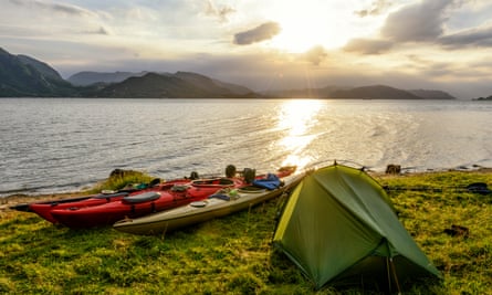 Wild camping in the Lysefjord, northern Norway.