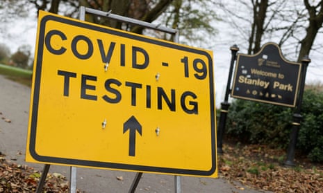 A Covid-19 test centre at Stanley Park, Liverpool
