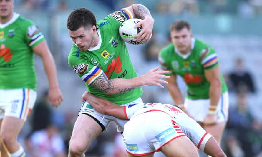Wigan's John Bateman in NRL action for the Canberra Raiders