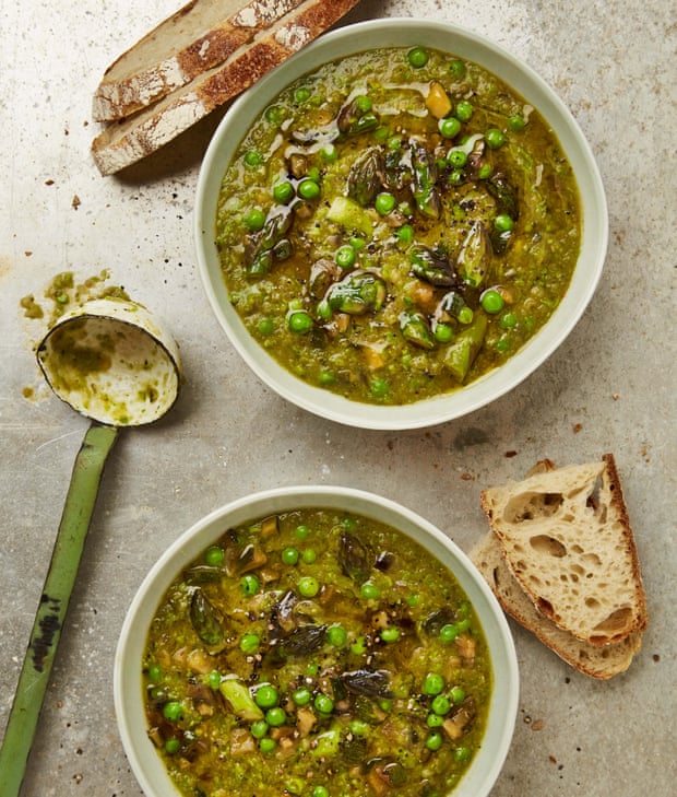 Meera Sodha’s courgette, pea and asparagus soup.