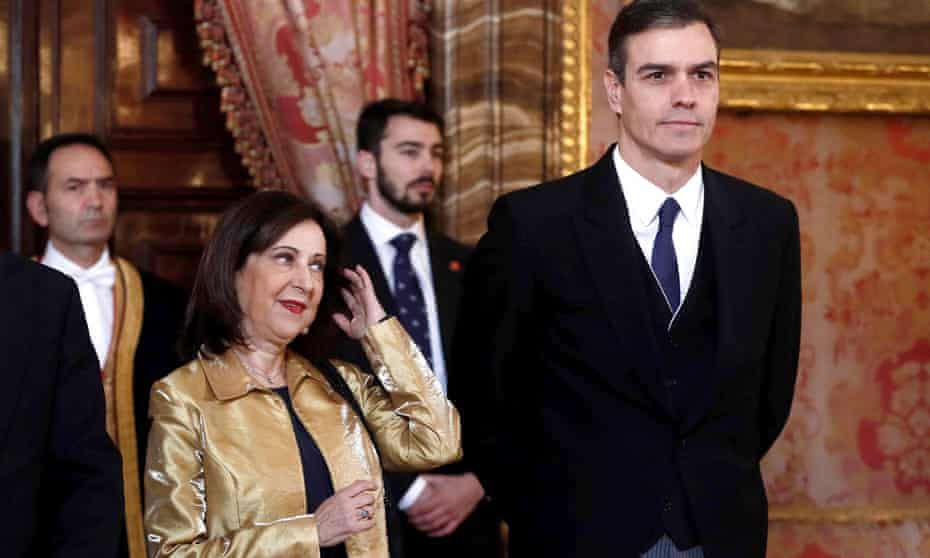 The Spanish PM Pedro Snchez right and the defence minister Margarita Robles