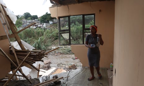 A flood-damaged house in Durban, South Africa