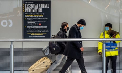 Passengers arrive at Heathrow to face quarantine in hotels on 15 February.