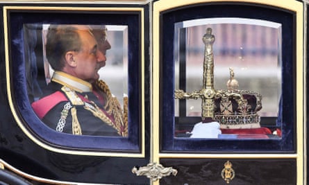 The sword of state and the imperial state crown are take to the Houses of Parliament for the state opening of parliament in 2019.