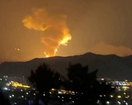 Smoke rising in Tehran.