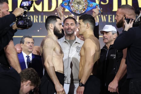 Artur Beterbiev, left, and Dmitry Bivol meet for the second time in 137 days on Saturday in Riyadh.