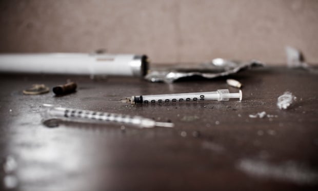 Heroin needles in an abandoned hotel