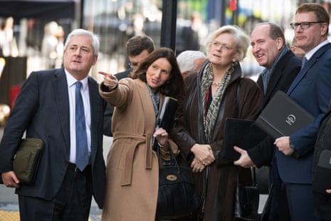 CBI President Paul Drechsler (left), CBI director general Carolyn Fairbairn (second left) and IoD director general Stephen Martin (right) arriving in Downing Street, London.