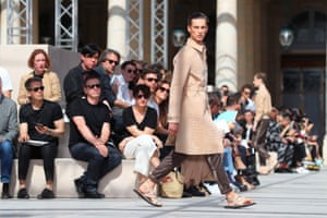 Model from the Louis Vuitton show in the Palais-Royal