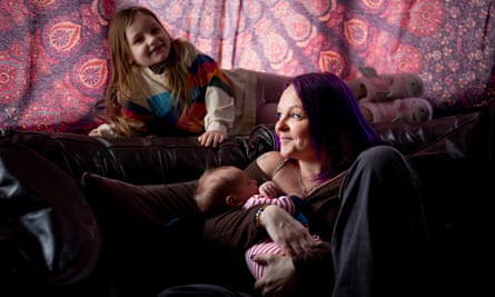 Zoe Kimpton with baby Arthur and her four-year-old daughter