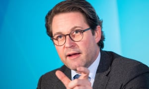 Germany’s transport minister, Andreas Scheuer, speaks at a press conference