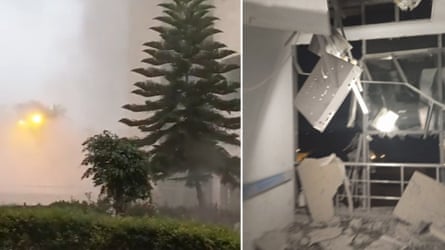 Smoke outside and damage inside the Turkish-Palestinian Friendship hospital