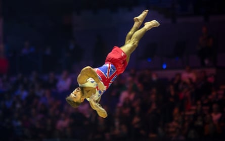 Giarnni Regini-Moran performs his gold medal-winning routine during the men's artistic gymnastics floor final at November's World Gymnastics Championships.