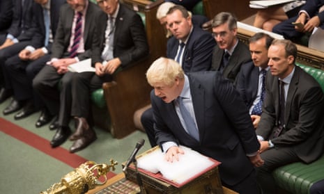 Boris Johnson gesturing at prime minister’s questions on 4 September.