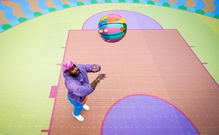 Yinka Ilori on a colourful bsketball court