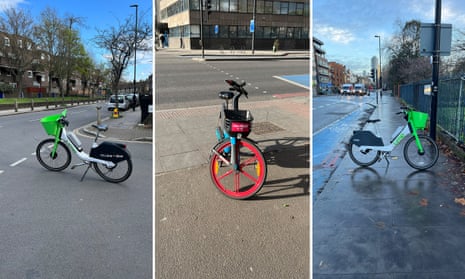 Rental bikes abandoned in awkward places in the street