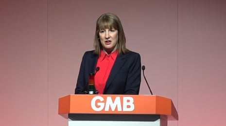 Rachel Reeves speaking to the GMB conference.
