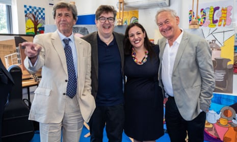 Andria Zafirakou with, from left, Melvyn Bragg, Mark Wallinger and Simon Schama.