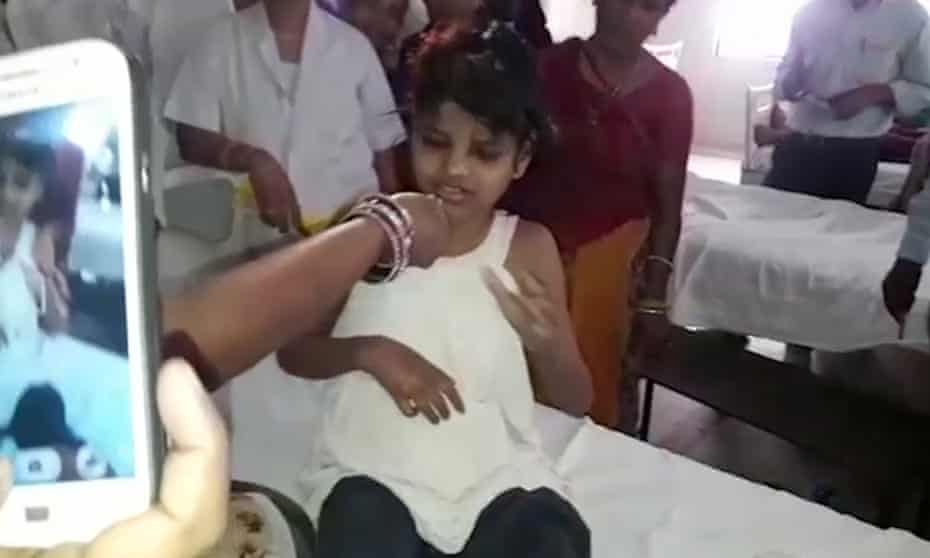 The young girl treated at a Bahraich hospital in northern India.