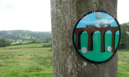 A marker for the Heart of Wales line trail