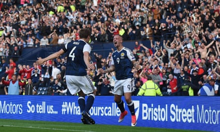 Hampden erupts as Leigh Griffiths (right) scores against England.