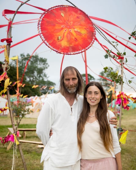 Olive and Colin, who run a gong bath tent in the Healing Fields and haven’t seen a band at Glastonbury since 2008.
