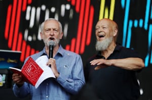 Glastonbury organiser Michael Eavis joins Corbyn on stage
