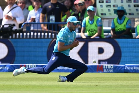 Gus Atkinson drops the catch from Rohit Sharma