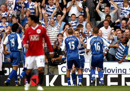 Kevin Doyle celebrates with the Reading fans.