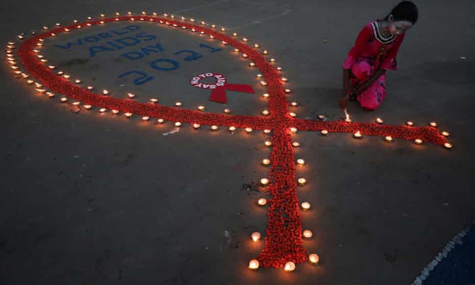 World Aids Day is marked in Kolkata, India, 1 December 2021. 
