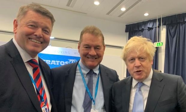 Hydro Industries CEO, Wayne Preece, and chairman, David Pickering, in Manchester with Boris Johnson .