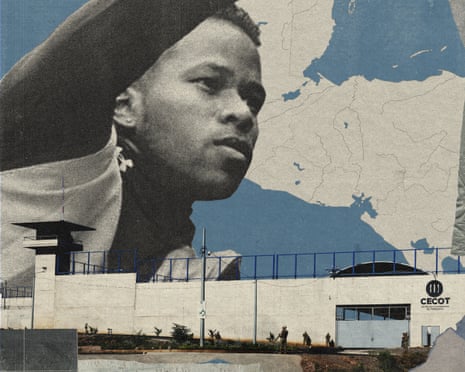 illustration of black-and-white photo of person above white building