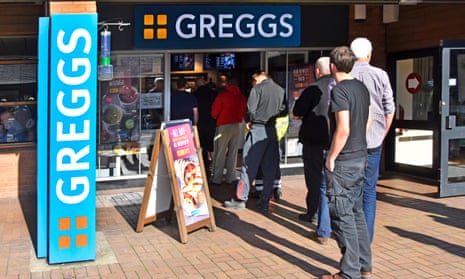 The Greggs bakery shop at Lymm M6 motorway services in Cheshire, England