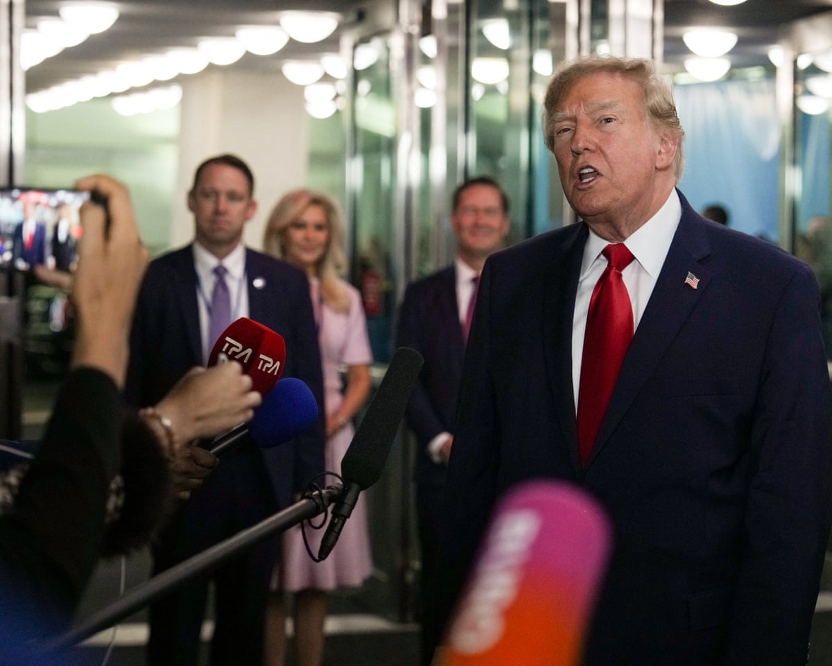US president Donald Trump speaks to reporters as he arrives to attend the 81st United Nations General Assembly at UN headquarters in New York City.